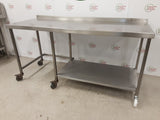 Stainless Steel Table On Wheels With Appliance Space 180x70cm (NCE6430)