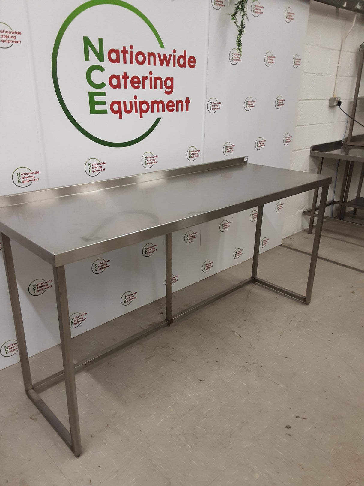 Stainless Steel Table With Appliance Space 195x70cm (NCE6435)