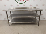 Stainless Steel Table With Two Lower Shelves 175x70cm (NCE6437)