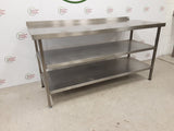 Stainless Steel Table With Two Lower Shelves 175x70cm (NCE6437)