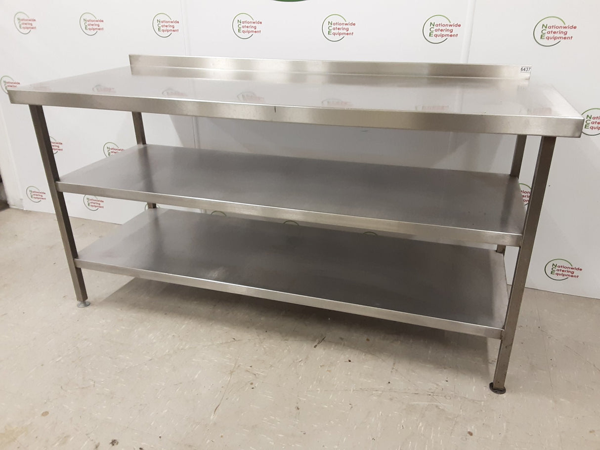 Stainless Steel Table With Two Lower Shelves 175x70cm (NCE6437)