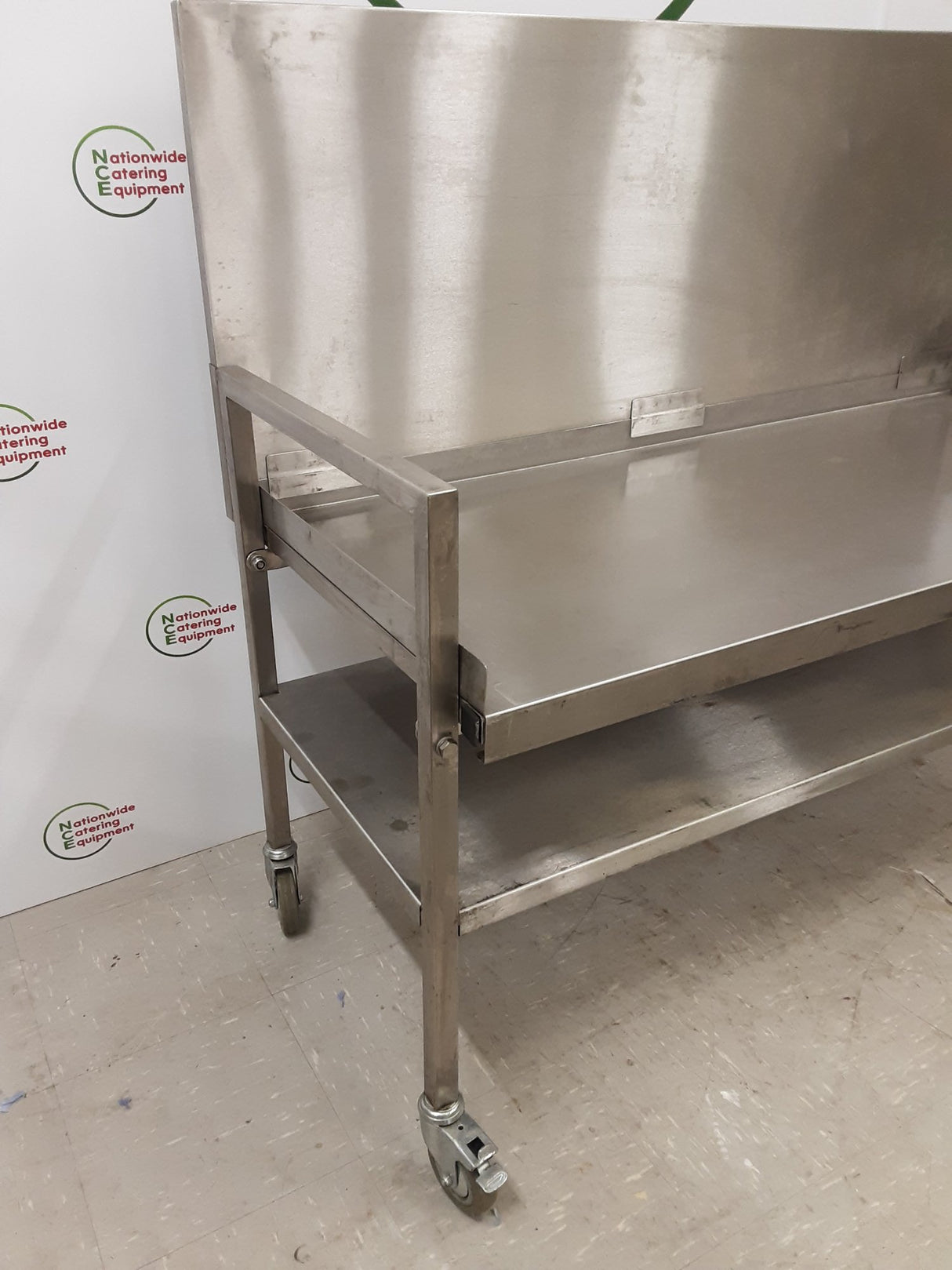 Stainless Steel Folding/Collapsible Mobile Equipment Stand/Low Table 146x64cm (NCE6467)