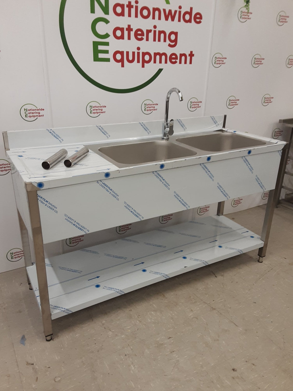 Hamoki Stainless Steel Double Sink, 160x60cm, With Mixer Tap, Model-STSK-166L (NCE6557)
