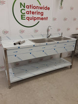 Hamoki Stainless Steel Double Sink With Left Hand Drainer & Mixer Tap, 180x60cm, Model- STSK-166L (NCE6556)