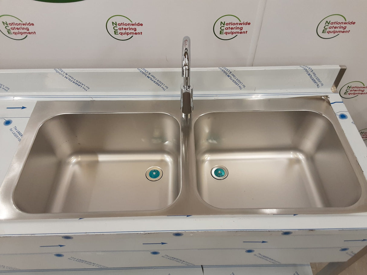 Hamoki Stainless Steel Double Sink With Left Hand Drainer & Mixer Tap, 180x60cm, Model- STSK-166L (NCE6556)