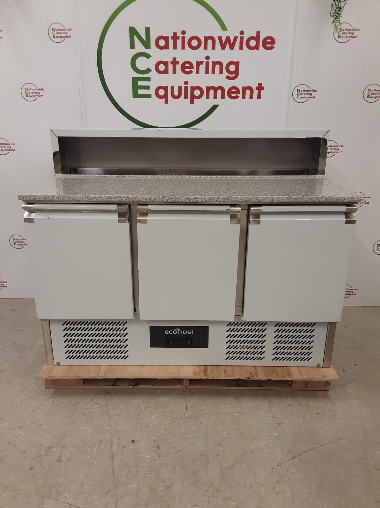 Ecofrost 'B-Grade' Three Door Counter Fridge With Granite Worktop & Toppings Opening, Model- 7950.5095 (NCE6599)