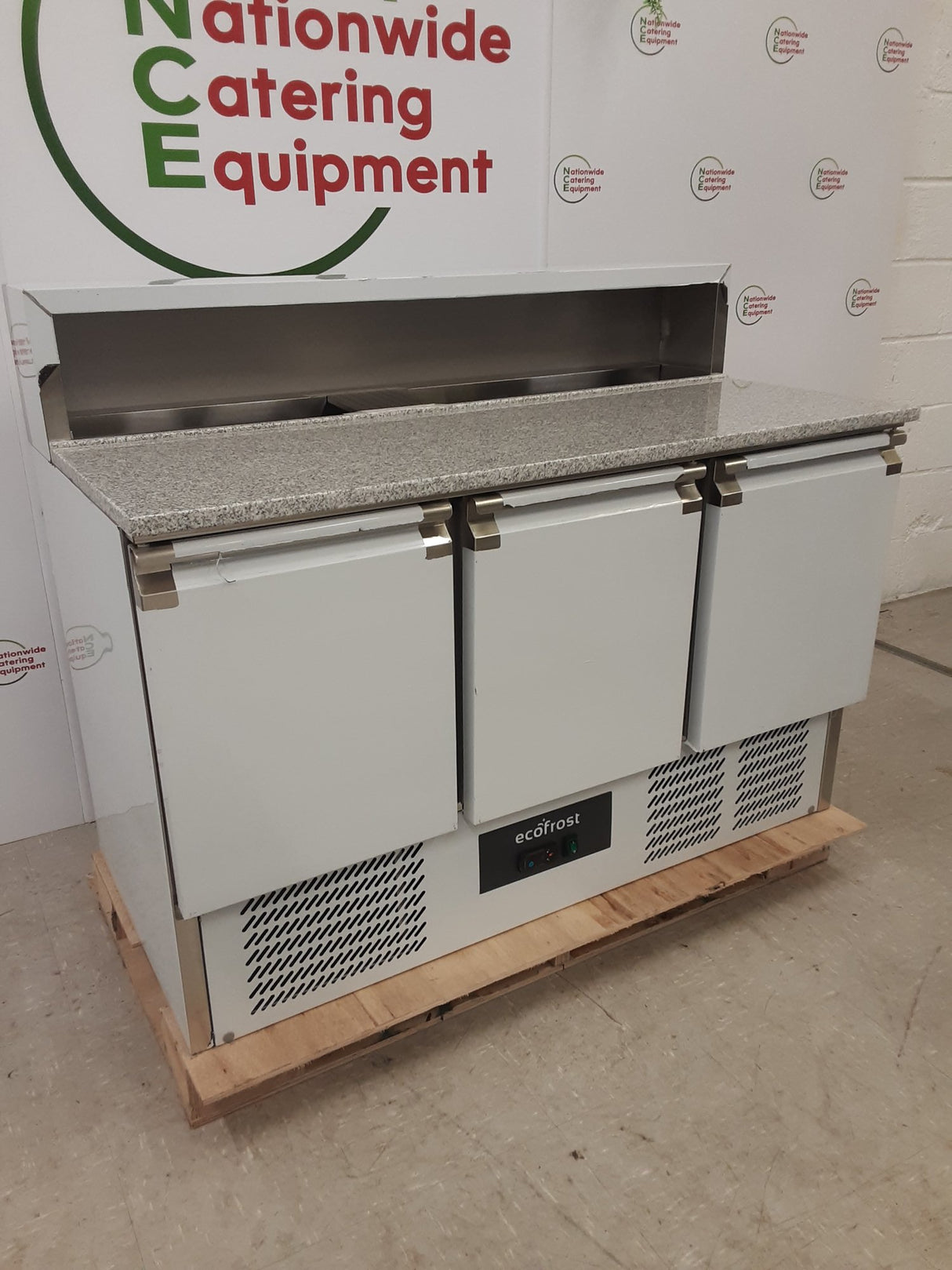 Ecofrost 'B-Grade' Three Door Counter Fridge With Granite Worktop & Toppings Opening, Model- 7950.5095 (NCE6599)