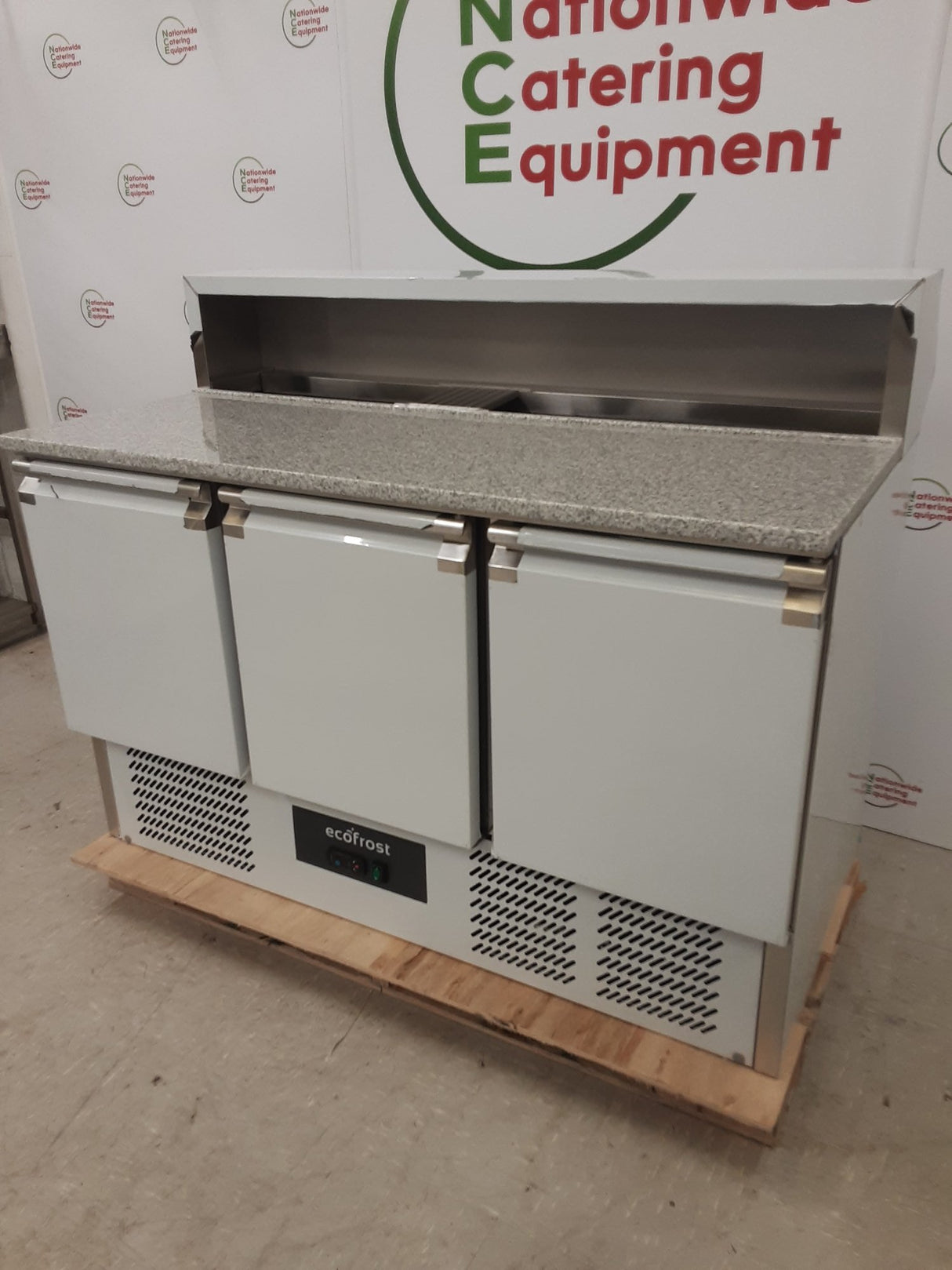 Ecofrost 'B-Grade' Three Door Counter Fridge With Granite Worktop & Toppings Opening, Model- 7950.5095 (NCE6599)