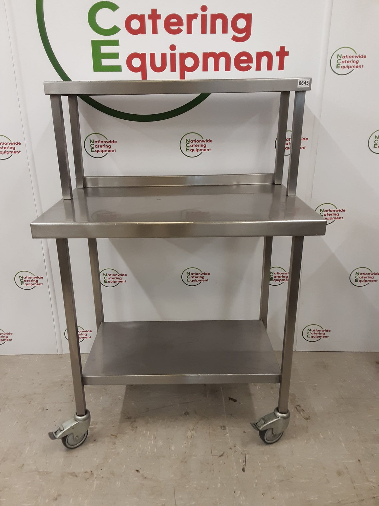 Stainless Steel Table On Wheels With Shelf Above (NCE6645)