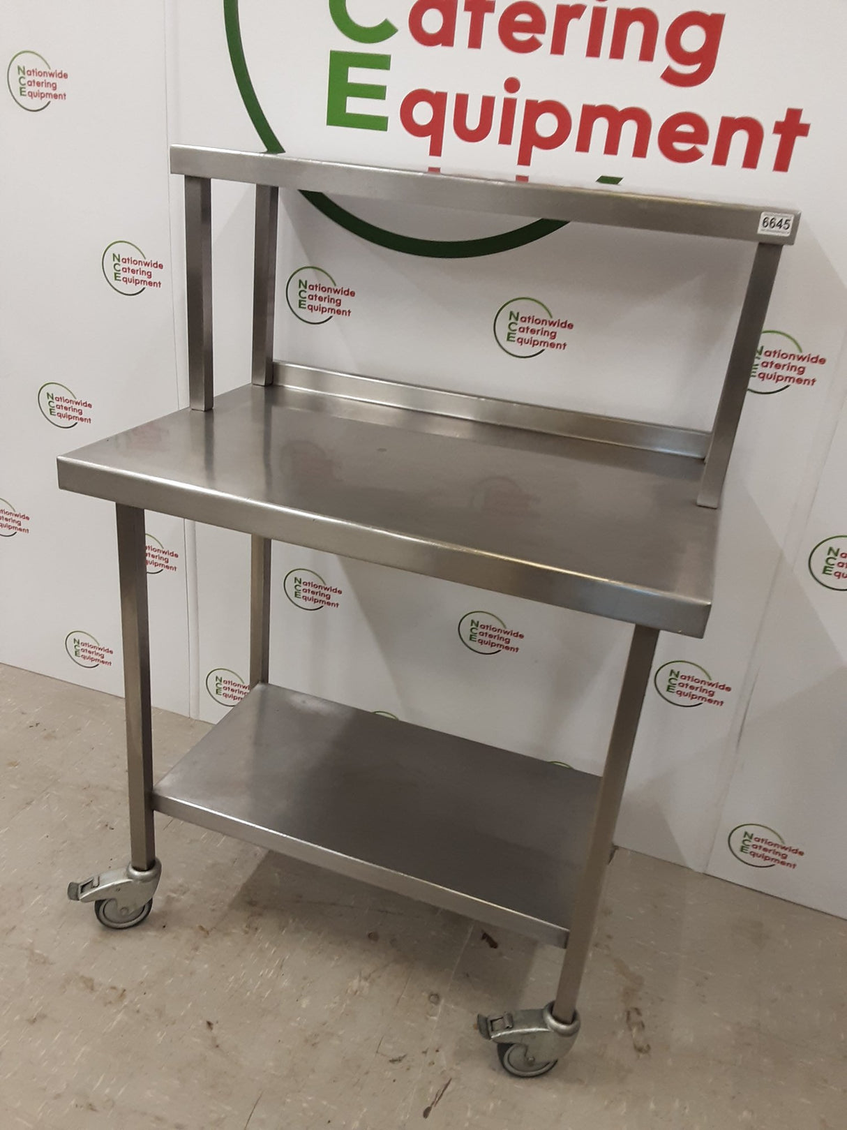 Stainless Steel Table On Wheels With Shelf Above (NCE6645)