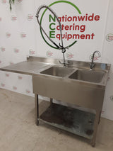 Stainless Steel Double Dishwasher Sink With Pre-Wash Spray 160x70cm (NCE6654)