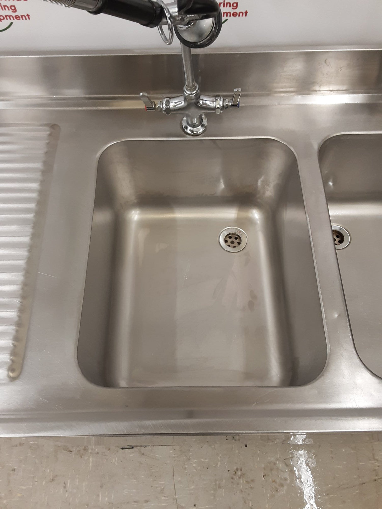 Stainless Steel Double Dishwasher Sink With Pre-Wash Spray 160x70cm (NCE6654)