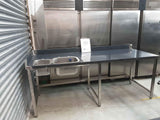 NEW Commercial Catering Stainless Steel Double Sink 225cm (NCE2783)