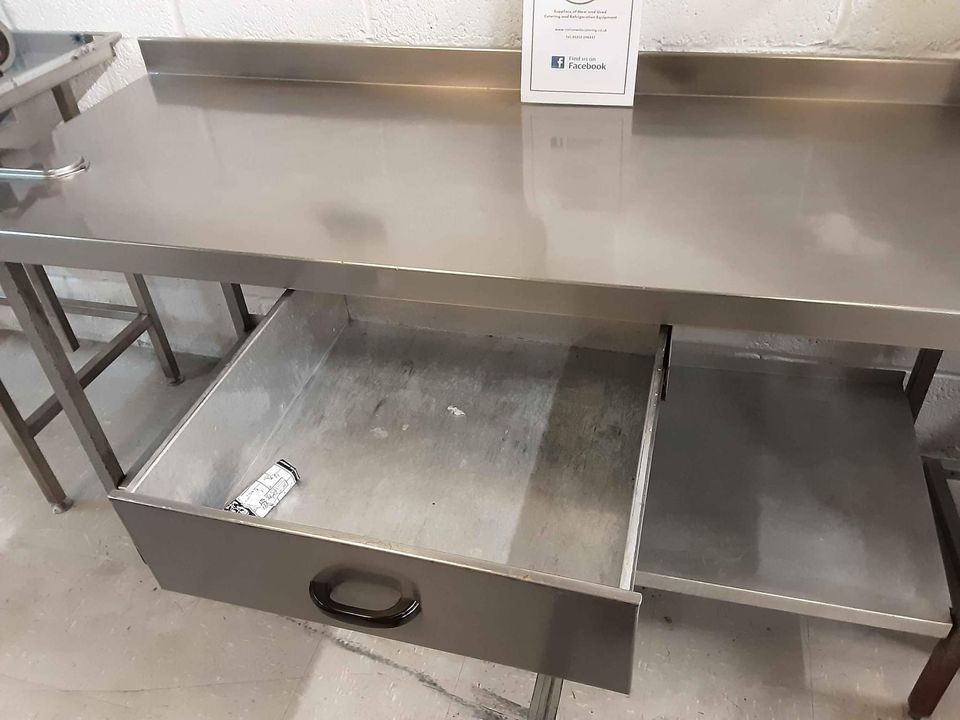 Stainless Steel Table with Drawer and Bonzer Tin Opener, 180cm (NCE3547)