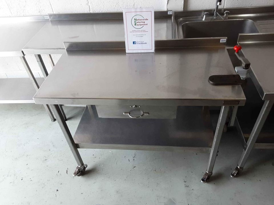 Stainless Steel Table on Wheels with Tin Opener 122cm (NCE3645)