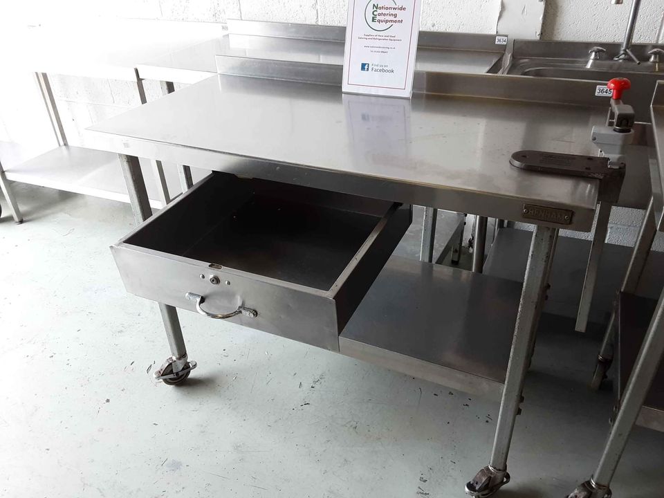 Stainless Steel Table on Wheels with Tin Opener 122cm (NCE3645)