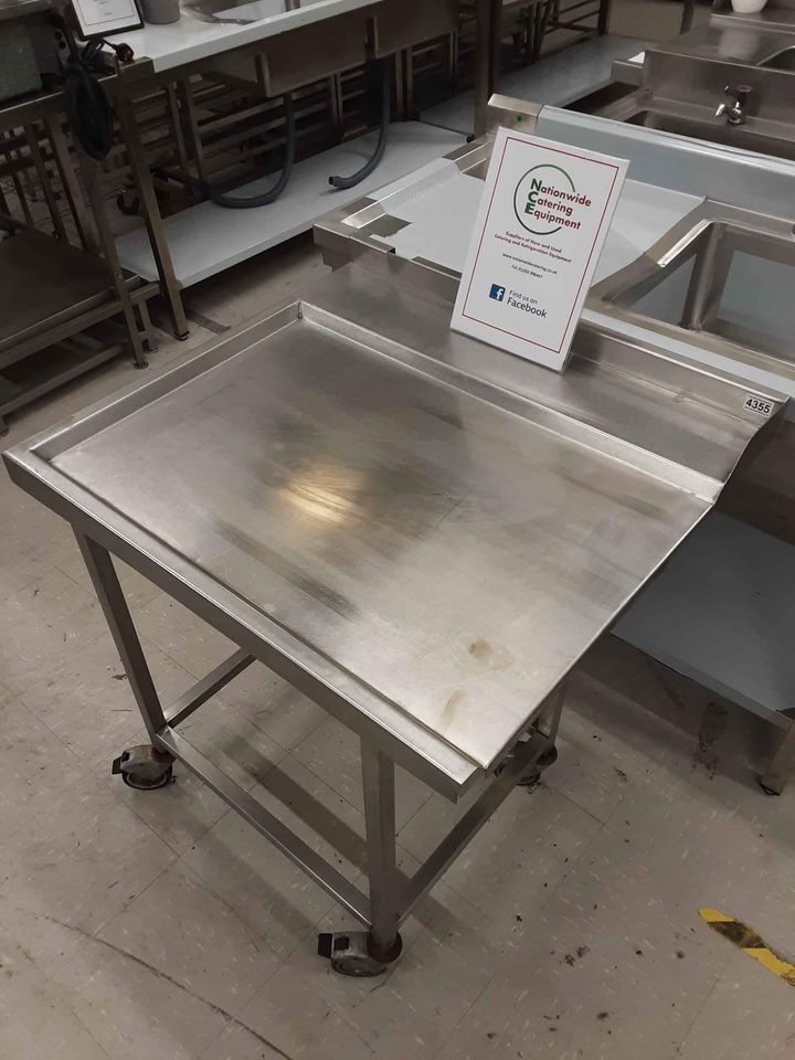 Stainless Steel Dishwasher Exit Table on Wheels, 80cm (NCE4355)