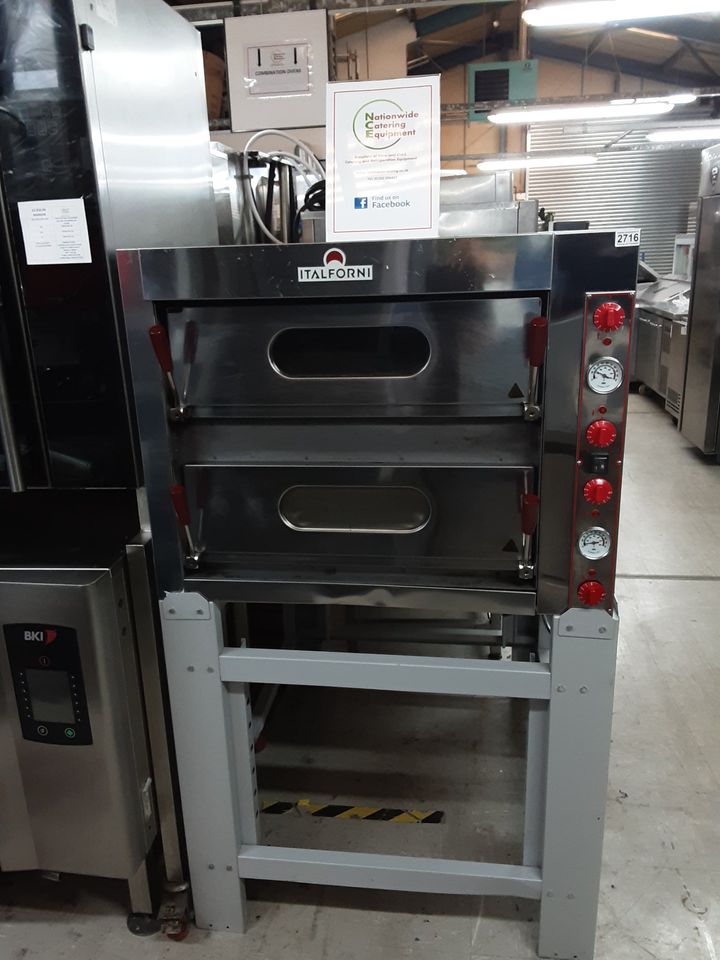 Commercial Catering 2022 Italforni Twin Deck Electric (3ph) Pizza Oven On Stand (NCE2716)