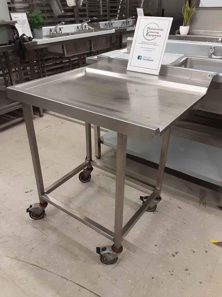 Stainless Steel Dishwasher Exit Table on Wheels, 80cm (NCE4355)