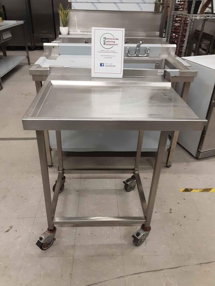 Stainless Steel Dishwasher Exit Table on Wheels, 80cm (NCE4355)