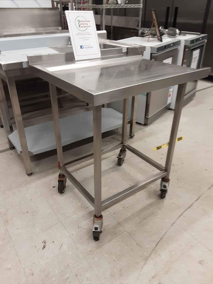 Stainless Steel Dishwasher Exit Table on Wheels, 80cm (NCE4355)