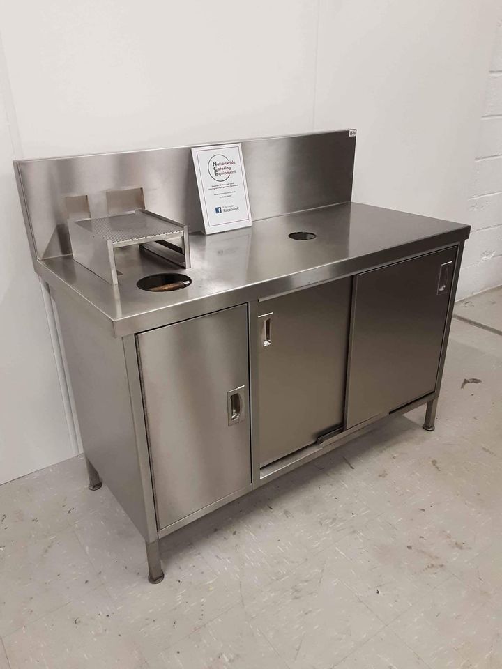 Stainless Steel Cupboard with Sliding Doors / Coffee Unit (SKU4549)