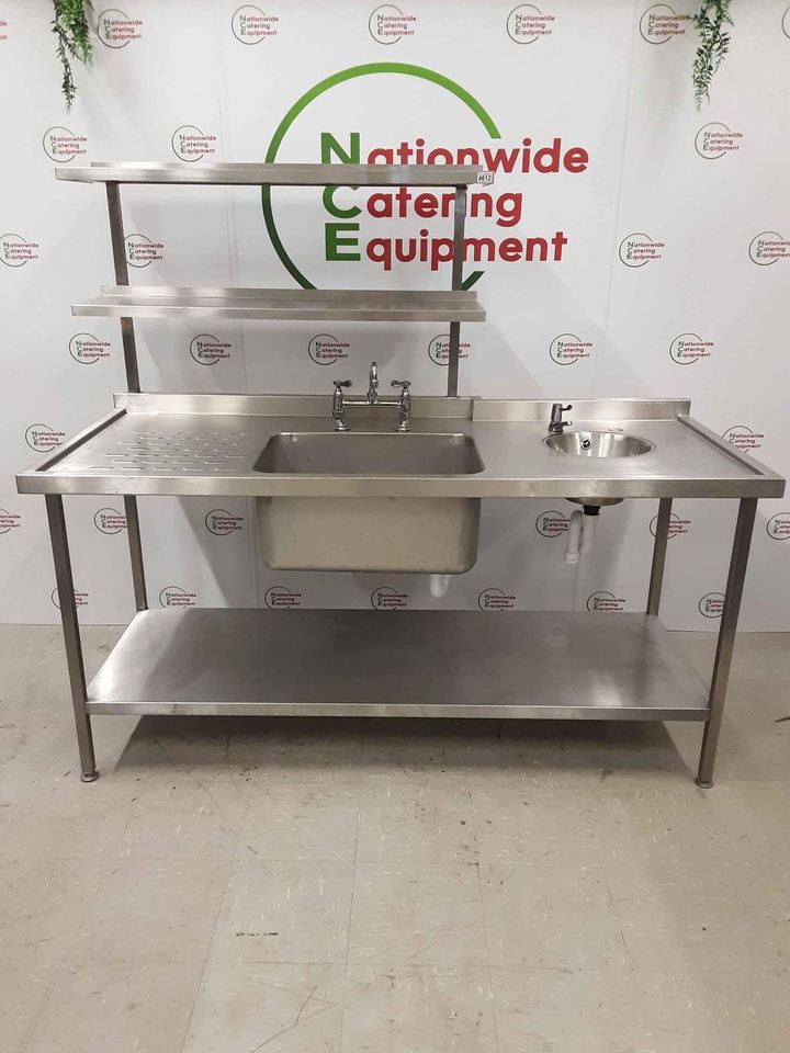 Stainless Steel Single Sink With Hand Wash Bain & Shelves Above (NCE4612)