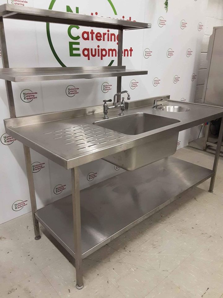 Stainless Steel Single Sink With Hand Wash Bain & Shelves Above (NCE4612)