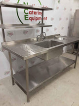 Stainless Steel Single Sink With Hand Wash Bain & Shelves Above (NCE4612)