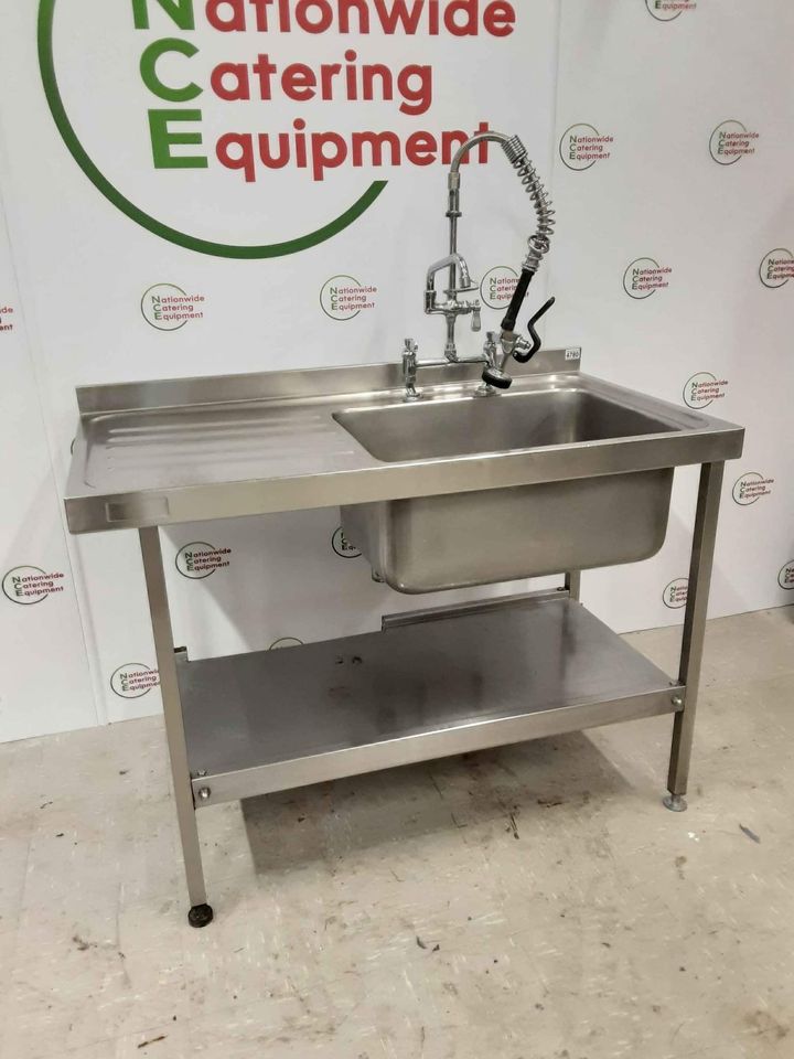 Stainless Steel 120cm Single Sink With Pre-Wash Spray (NCE4780)