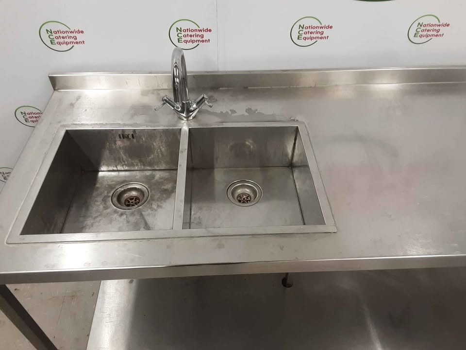 Stainless Steel Double Sink/Table 231cm (NCE4985)