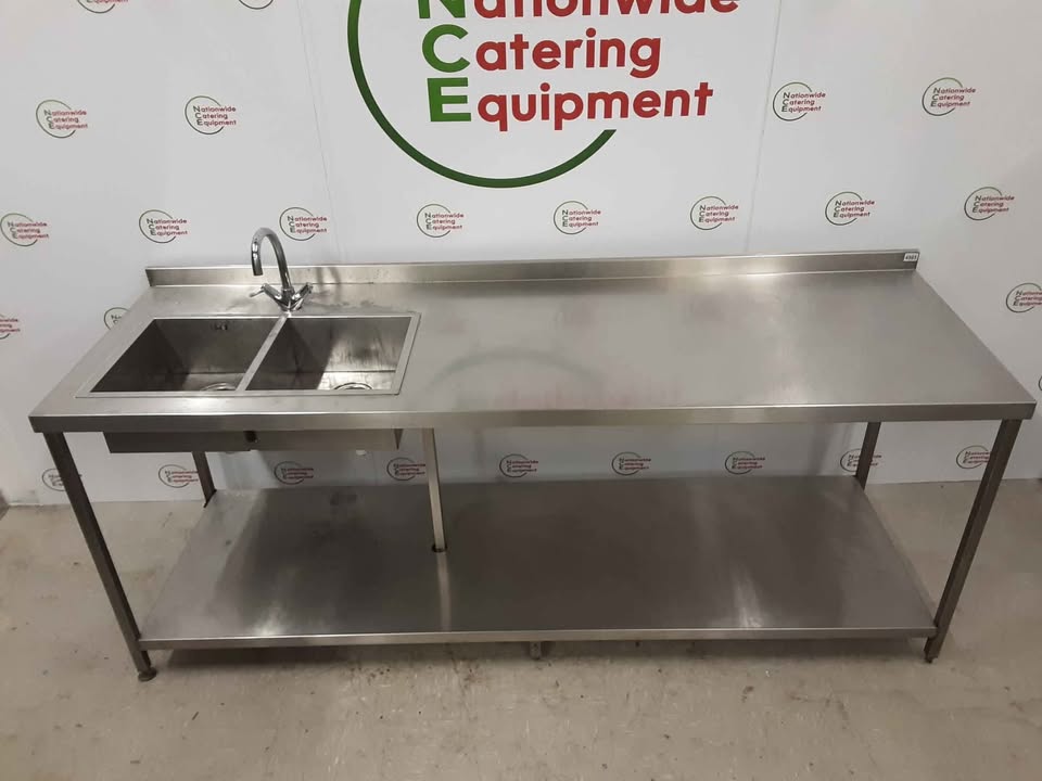 Stainless Steel Double Sink/Table 231cm (NCE4985)