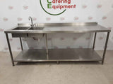 Stainless Steel Double Sink/Table 231cm (NCE4985)