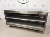 Stainless Steel Table With Two Lower Shelves (Corner Cut Out) 184x69cm (NCE4993)