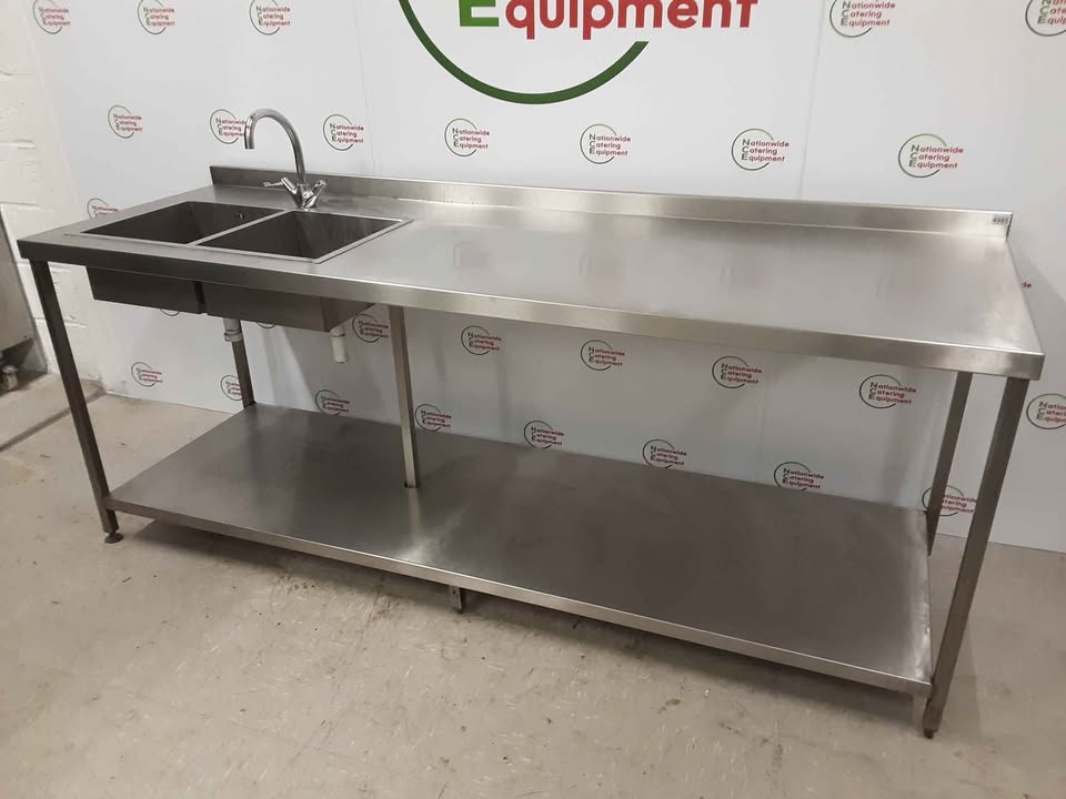 Stainless Steel Double Sink/Table 231cm (NCE4985)