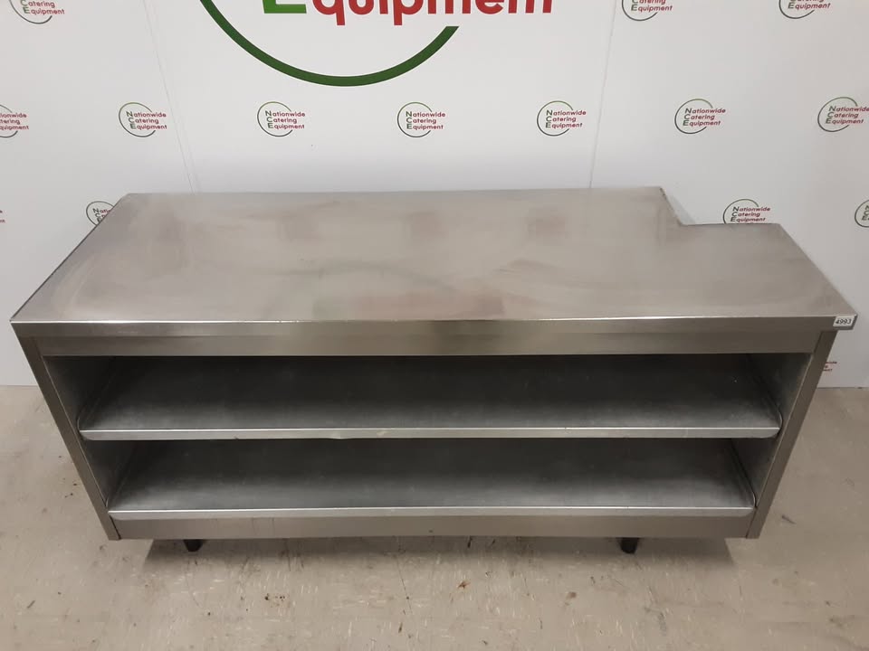 Stainless Steel Table With Two Lower Shelves (Corner Cut Out) 184x69cm (NCE4993)