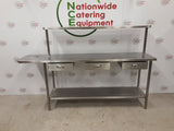 Stainless Steel Table With Three Drawers, Bin Hole To Left and Shelf Above (NCE5088)