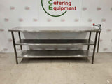 Stainless Steel Table With Two Lower Shelves & Bonzer Can Opener 210x70cm (NCE5648)