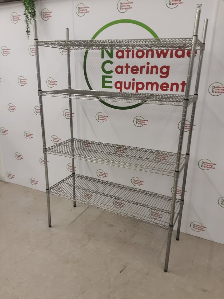 Vogue Wire Shelving Unit- Galvanised, Four Tier, 91x35cm (NCE6081)