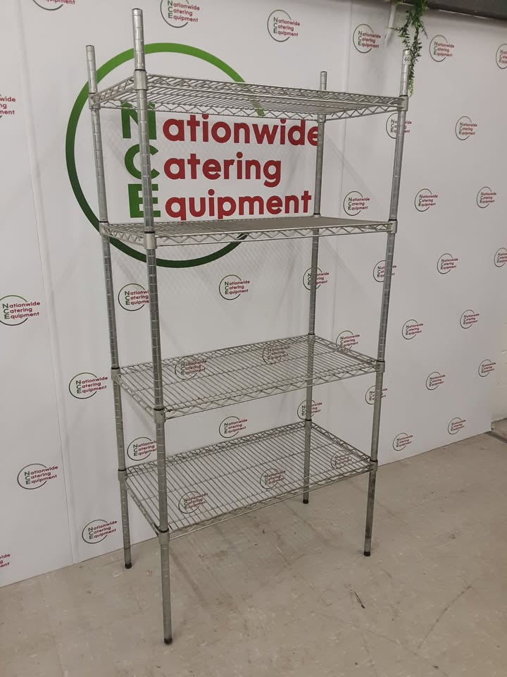 Vogue Wire Shelving Unit- Galvanised, Four Tier, 91x46cm (NCE6077)