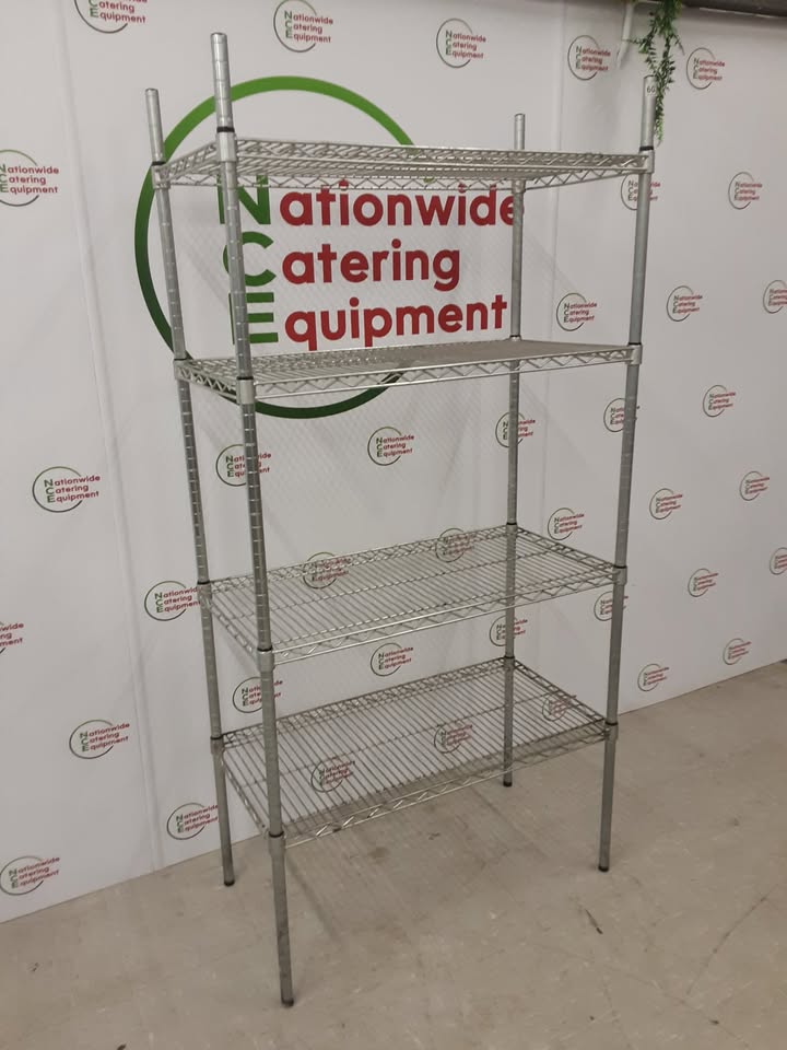 Vogue Wire Shelving Unit- Galvanised, Four Tier, 91x46cm (NCE6078)