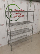 Vogue Wire Shelving Unit- Galvanised, Four Tier, 121x46cm (NCE6086)