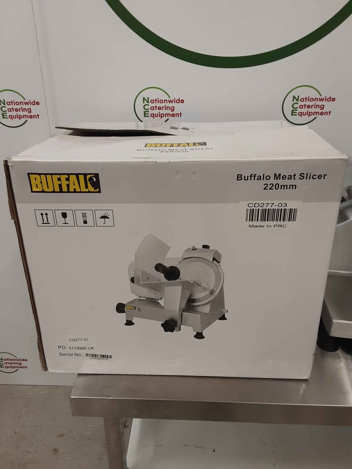 Buffalo Meat Slicer, Un-Used/New, 220mm Blade, Model- CD277-03 (NCE6291)