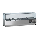 Ecofrost Tabletop Toppings Fridge With Glass Surround, For 5x 1/4GN Pans/120cm. Model-7950.5115. Delivery Included