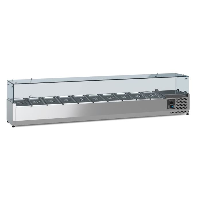 Ecofrost Tabletop Toppings Fridge With Glass Surround. 10x1/4GN / 200cm. Model- 7950.5123 .Delivery Included