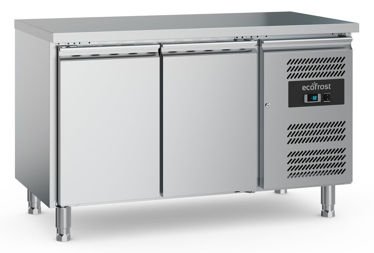 Ecofrost Two Door Flat Counter Fridge, Adjustable Feet, 136cm. Delivery Included