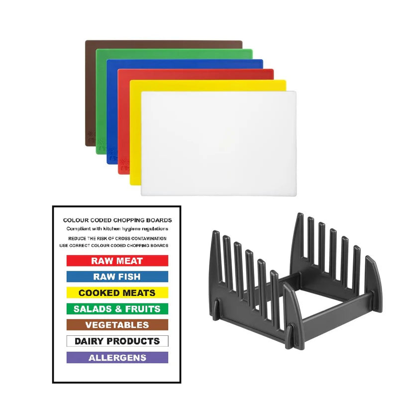 Chefset Six Piece Chopping Board Set, With Rack & Wall Chart (NCE6595)