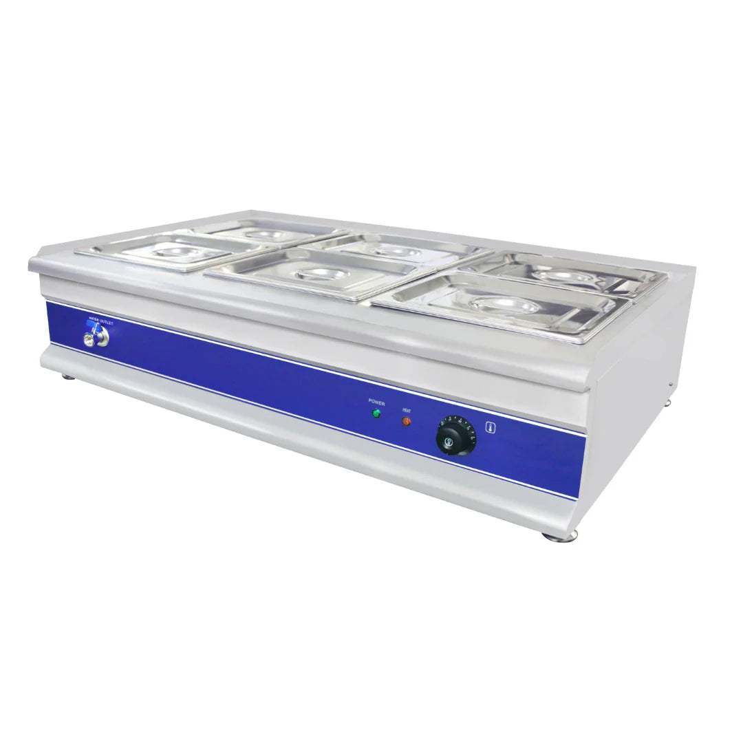 Hamoki 6 Pot Wet Bain Marie (6 x 1/3GN 100mm Depth) (NCE5086)