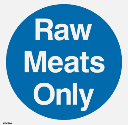 "Raw Meats Only" Food Safety Sticker x1 (4150)