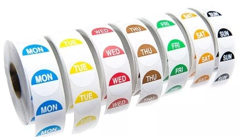 Day Dot Food Labels BLUE - Monday - Roll of 1000 Stickers (3091)